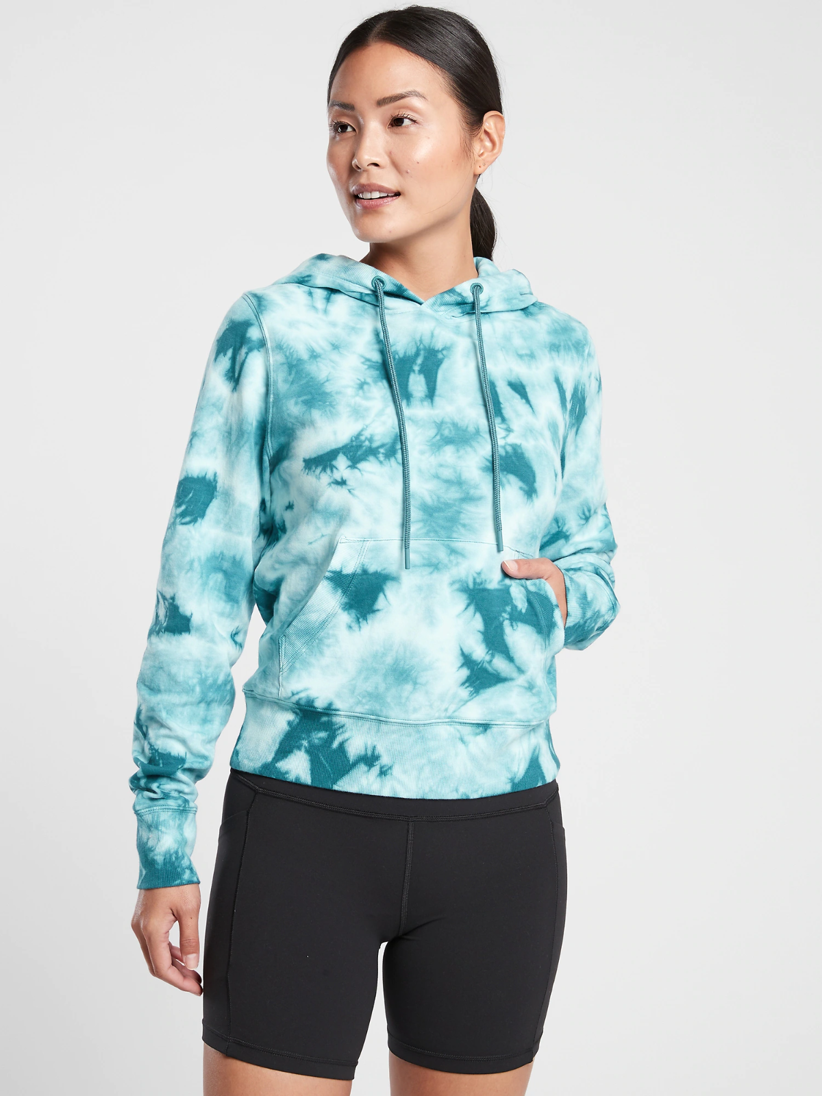 Athleta Sundown Tie Dye Hoodie Sweatshirt, Dark Surf Teal SIZE S