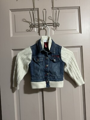 Eckored Ecko Untld Girls Jean Jacket Sweater Sleeves Size 3T
