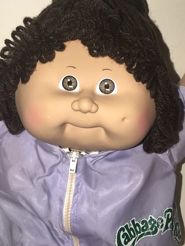 Vintage Coleco 1985 CABBAGE PATCH KID Brown Yarn Ponytail Hair Jeans Jacket Girl