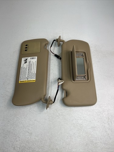 04-09 Cadillac SRX Left Passenger Right Driver Sun Visor Set OEM Tan Single Wire