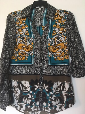 EXPRESS Portofino Shirt Blouse  Convertible Sleeves Floral Original Fit Xs New