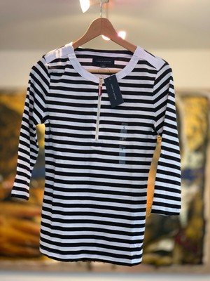 Tommy Hilfiger OFERTA Camiseta Mujer, Manga Larga con detalle de cierre, Nueva 