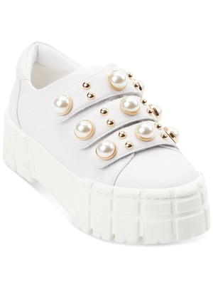 

KARL LAGERFELD PARIS Женские белые кожаные кроссовки Catori Toe на платформе, Белый, KL316801