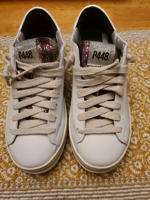 P448 You Can Surf Later White Leather Sneakers 36 US 5.5 Womens - New No Box