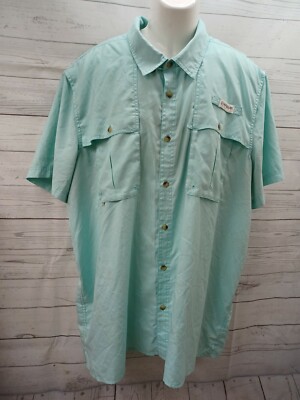Magellan Outdoors Green Fish Gear Vented Shirt Shorts Sleeve Fishing Mens Sz 2XL