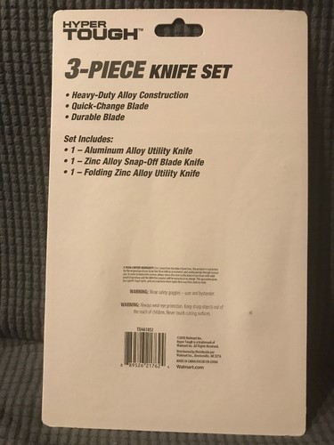 Hyper Tough 3 Piece Utility Knife Set Brand New Sealed.