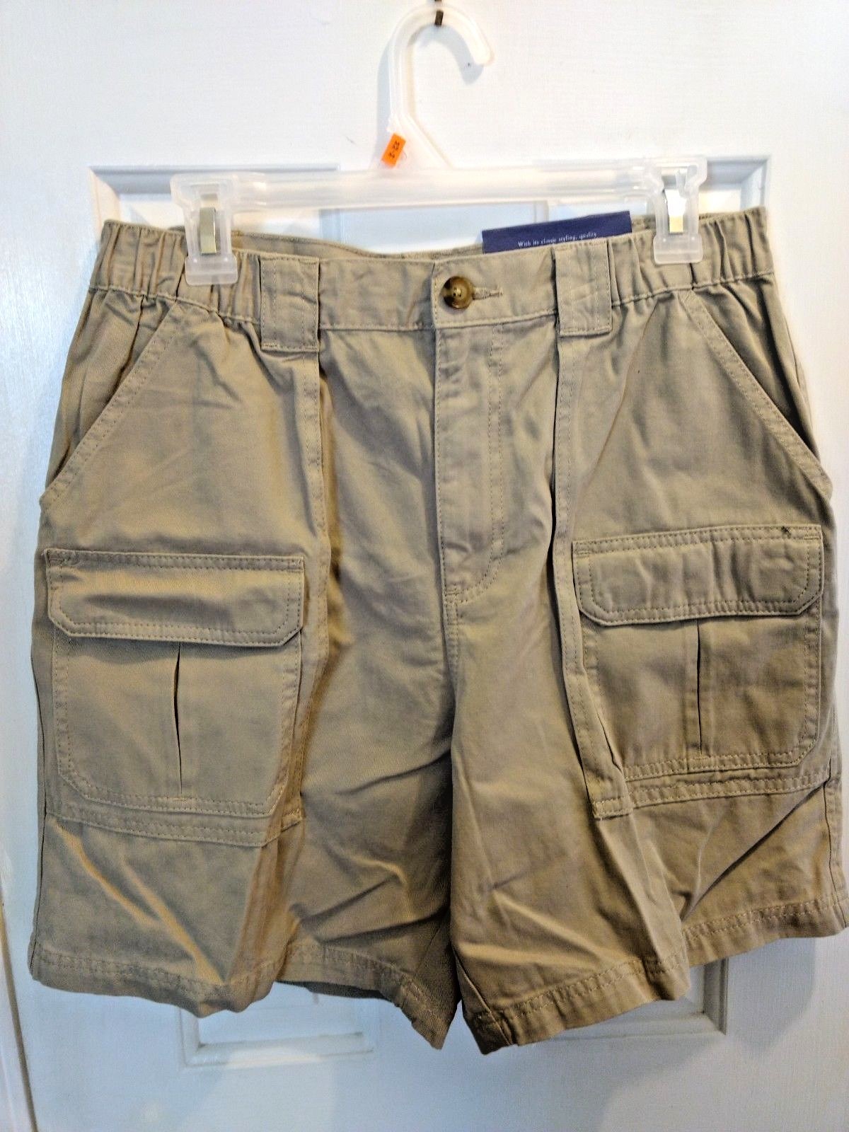 NWT Mens Croft & Barrow Cargo Shorts Sz 32 Tan Grey Navy Set Of 3, Side-Elastic