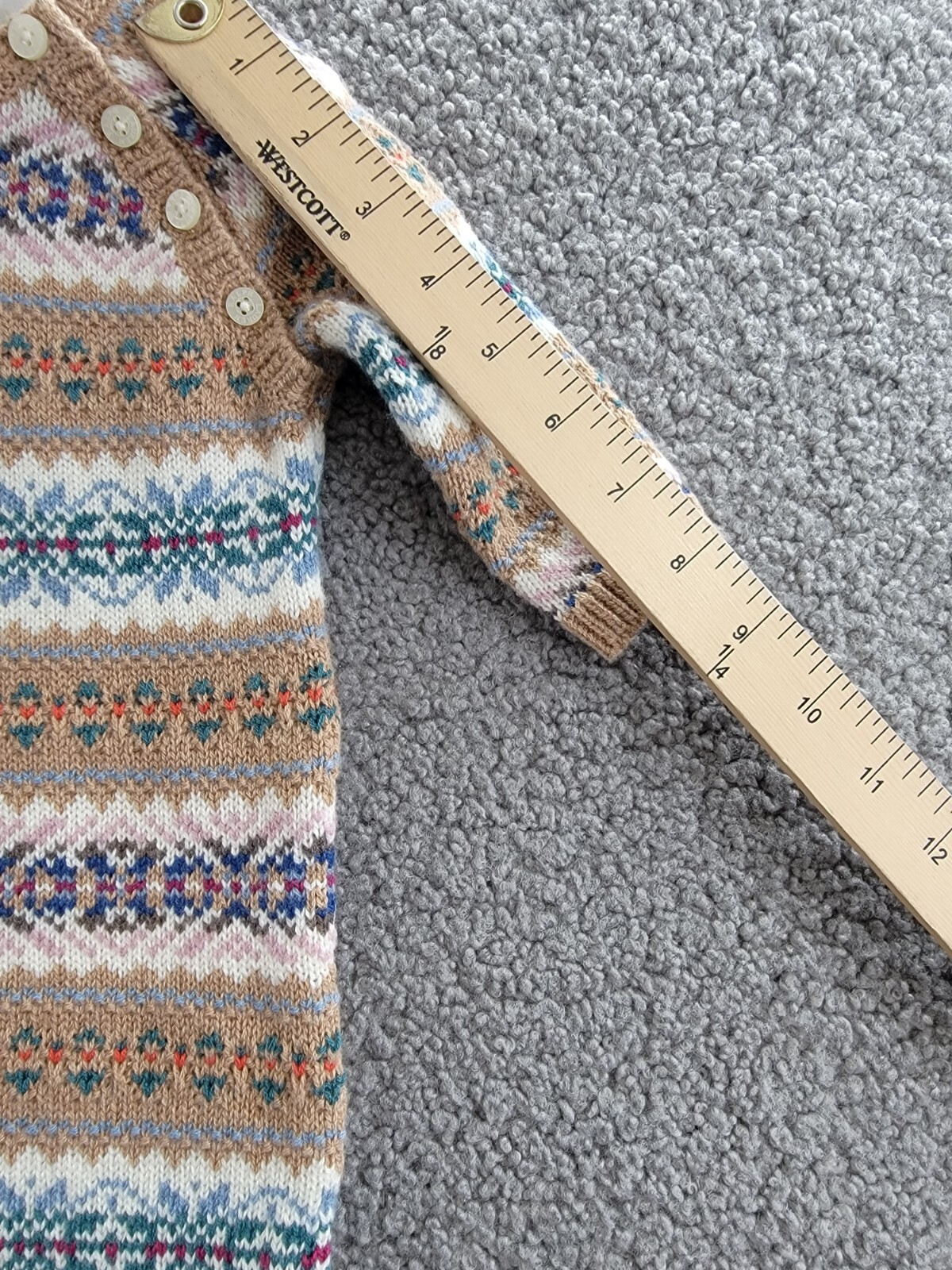 Ralph Lauren Fair Isle Wool Blend Sweater Coveralls Baby Boys' 3-6M Khaki Multi - Picture 5 of 20