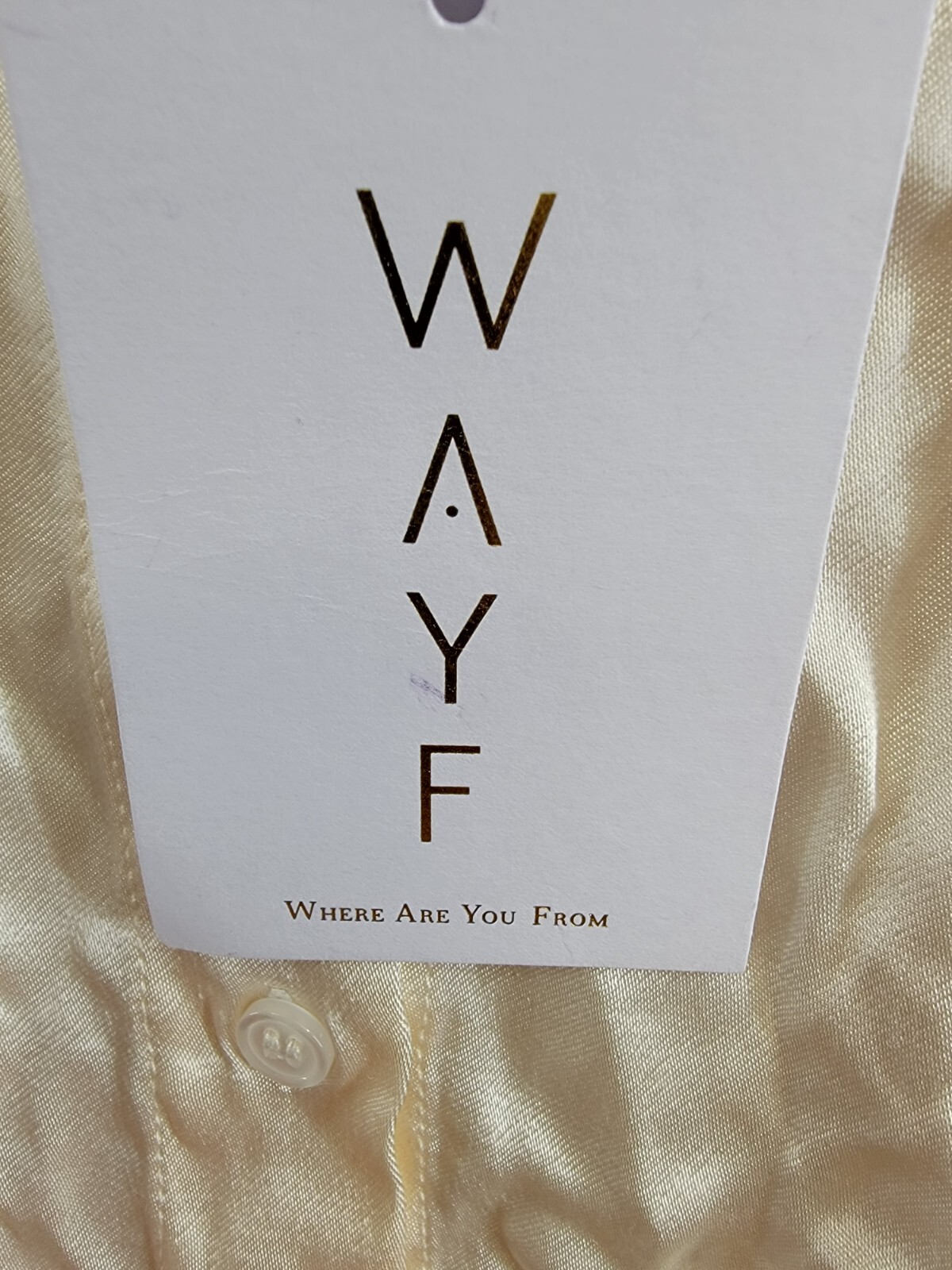 WAYF Fynn Satin Button Front Blouse Women's M Cream Patch Pocket Long Sleeve - Picture 18 of 19