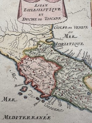 Italy Italia Tuscany ecclesiastical state 1719 Mallet miniature hand color map