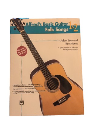 Alfreds Basic Guitar Folk Songs 1 & 2 Sheet Music Song Book Self Teach        M6