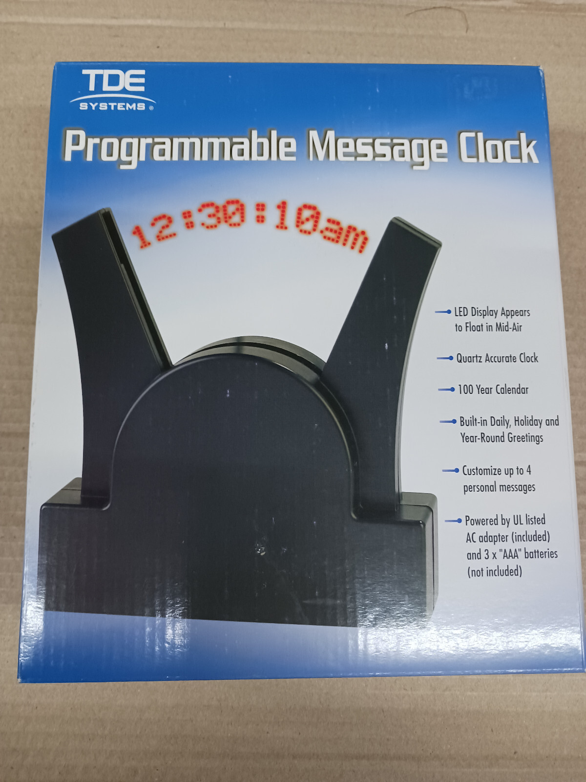 TDE Systems Programmable Red LED Message Clock Floating Message Original 2006