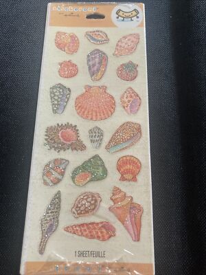 Hallmark Stickeroni Stickers Glitter Seashells Shells Beach Conch Clam Tropical