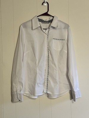 Signature By Larry Levine Women's White Long Sleeve Button Blouse XL White
