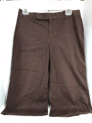 Gap Chocolate Brown Cropped Wide Leg With Cuff Womens Size 8 EUC