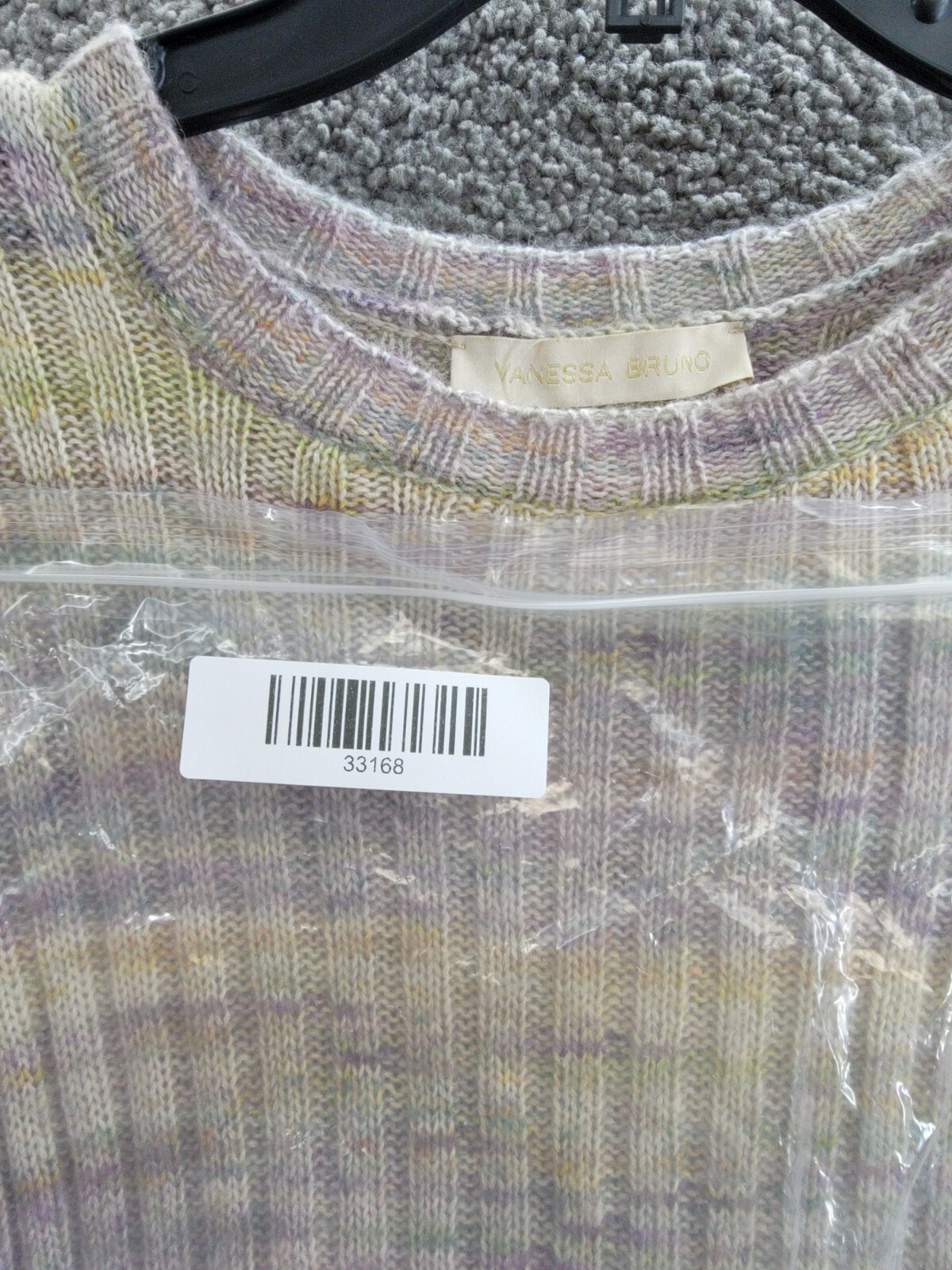 VANESSA BRUNO Arielle Wool Blend Ribbed Crewneck Sweater Womens S Multi Pullover - Picture 15 of 15