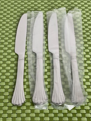 International CASCADE Stainless 4 Dinner Knives Ridges Glossy NEW Flatware