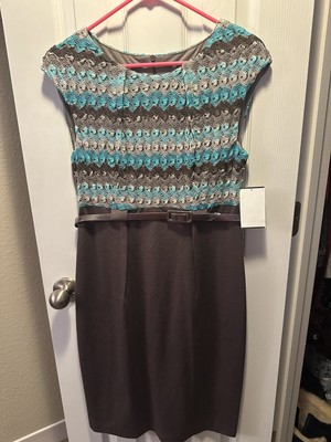 NWT Connected Apparel Crochet Dress w/Belt Sz 8 Brown