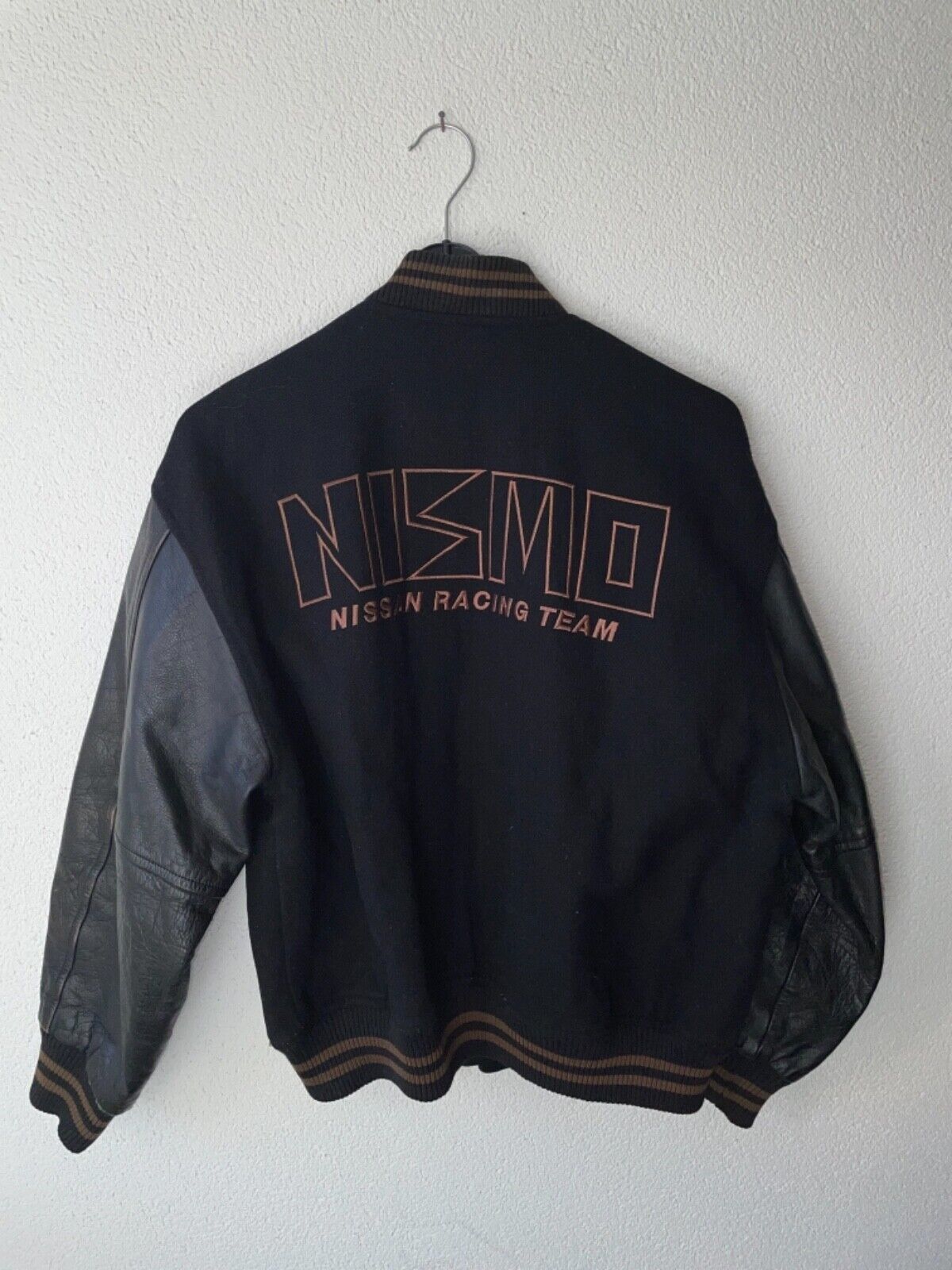 Nismo Old Logo Leather Sleeve Baseball Bomber Jacket Rare 90s R32 