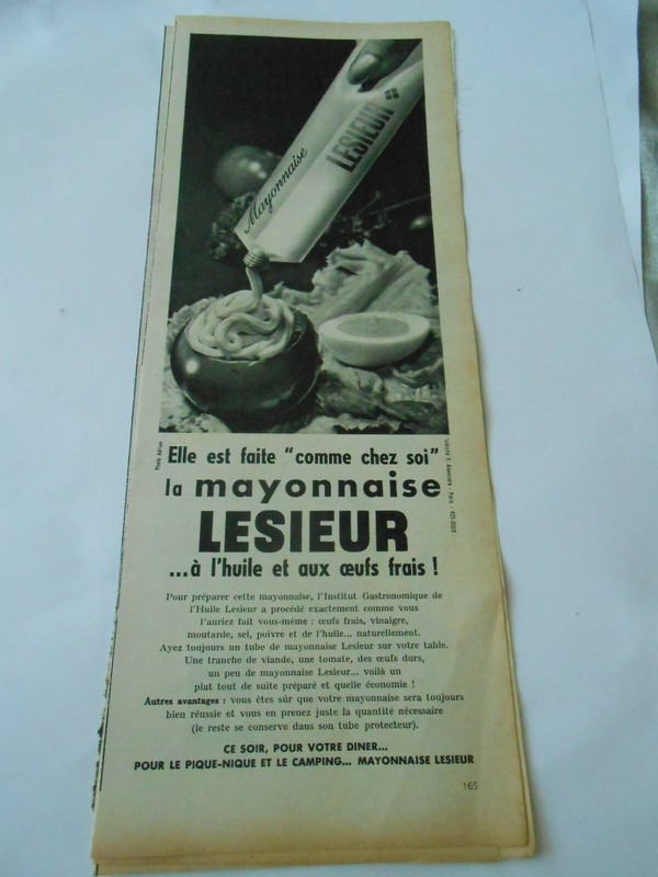 Publicite 1961  La Mayonnaise Lesieur Elle Est Faite Cille Chez Soi