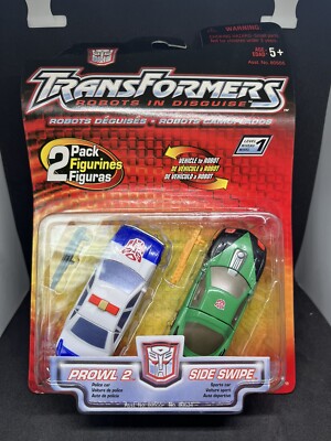 Vintage Transformers 2 Pack Figurines Prowl 2 & Sideswipe 2001 Hasbro Sealed NIP