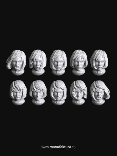 Sisters of Battle 06b Heads x10 - 28mm Scale Resin Bits by Manufaktura Minis
