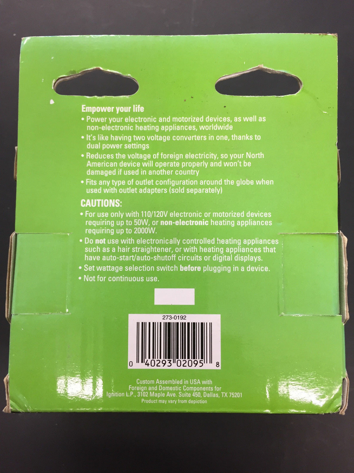 Enercell 50/2000 Watt Dual-Power Foreign Travel Voltage Converter 273-192  NEW