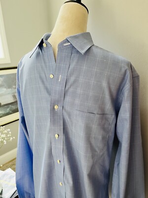 NWOT BROOKS BROTHERS 1818 Shirt REGENT (Slim) Fit Blue Plaid Sz Medium 15 1/2