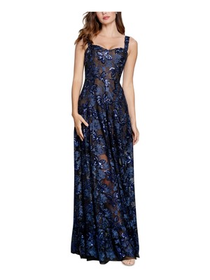 

DRESS THE POPULATION Женское темно-синее вечернее платье в полный рост без рукавов, Navy