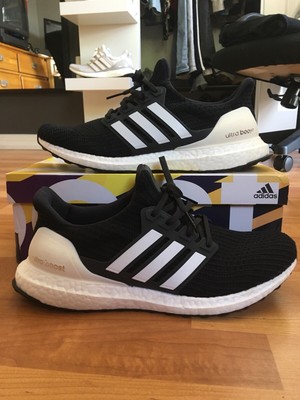 ultra boost black with white stripes