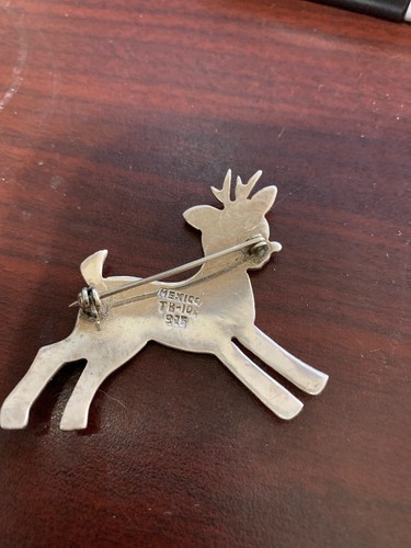 Vintage Mexico TB-102 Sterling Brooch  Reindeer DD5