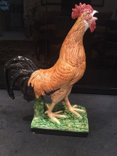 Large Life-Size Vintage Meiselman Handpainted Ceramic Rooster ~ Made in Portugal