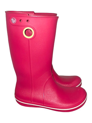CROCS Croc band Jaunt Rain Boots Women's Size 6 Pink Mid Calf
