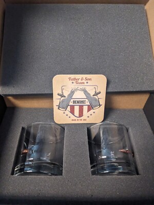 2 Pc. NIB The Original BenShot Bullet Rocks Glass Real Bullet 9mm&5.56 Rare Set
