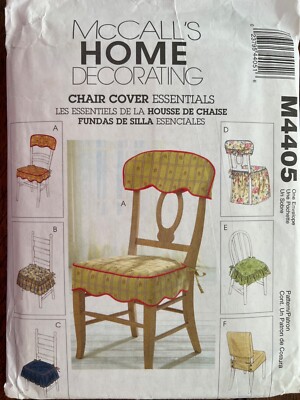 McCall's Home Decorating Pattern M4405, Chair Cover Essentials 6 Styles, Uncut