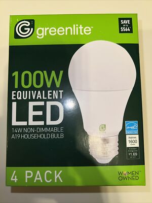 Greenlite 14W LED 100W Equivalent 4 Pack Lightbulbs Non-Dimmable