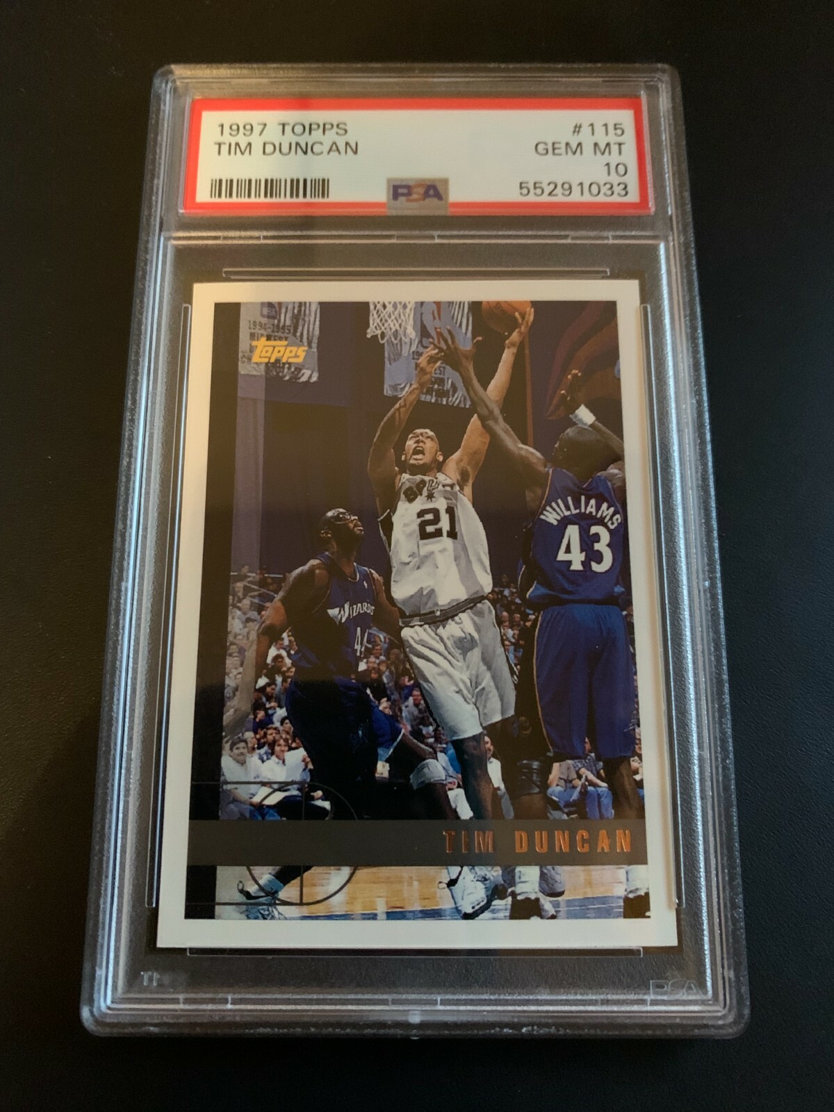TIM DUNCAN 1997-98 TOPPS #115 ROOKIE RC SPURS PSA 10 GEM