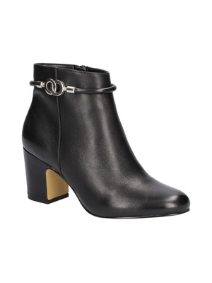 Женские черные ботильоны BELLA VITA Diaz с миндалевидным носком на блочном каблуке на молнии, 7 М