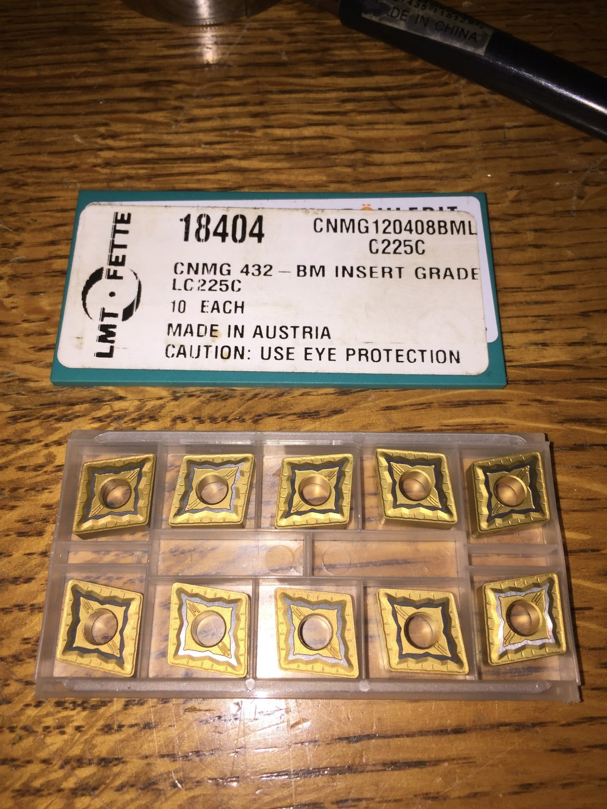 LMT FETTE 18404 CARBIDE INSERTS QUANTITY 10 CNMG 432 BM LC225C