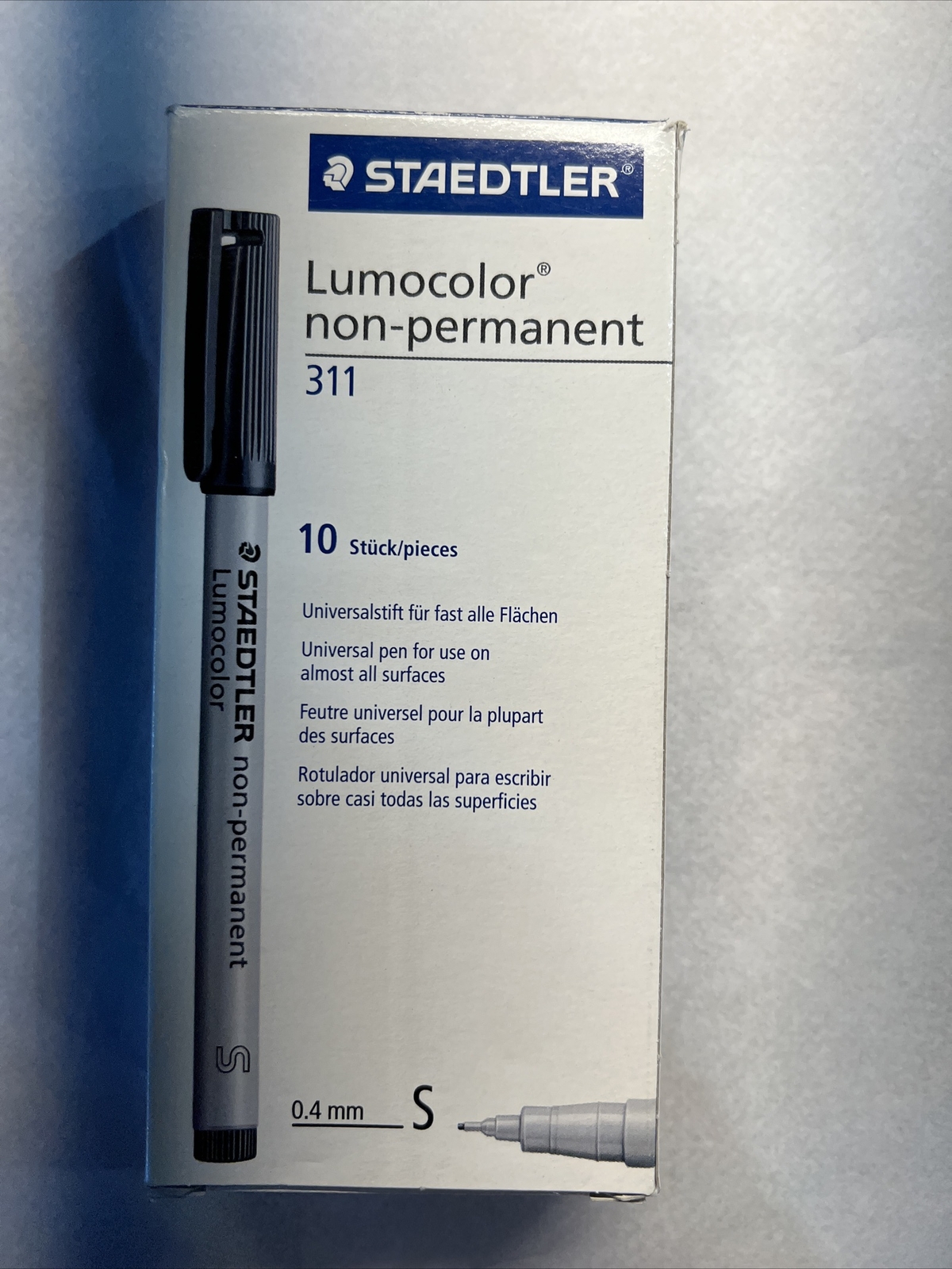 Staedtler Lumocolor Non Permanent Blue Pack of 10 (Skinny 0.4 mm) 311-3