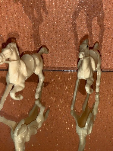 Vintage LIDO White HORSES Western Set of 2 3” X 2.5”