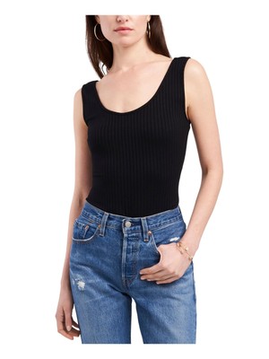 1. Женский облегающий топ STATE Womens Black Stretch с круглым вырезом XL