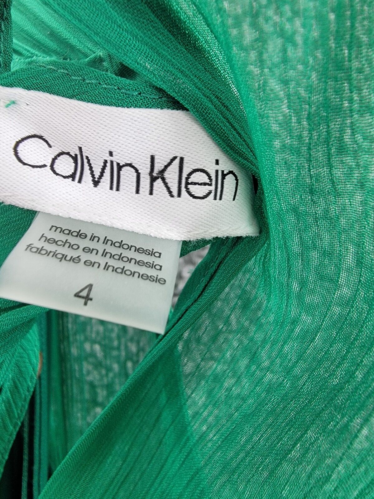 Calvin Klein A-Line Midi Dress Women's 4 Green V-Neckline Button Zip Closure~ - Picture 15 of 16