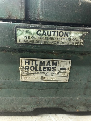 Set of 4- Hilman Rollers, N10-SLP,Swivel Locking Padded Top Rollers, 10 Ton Cap.