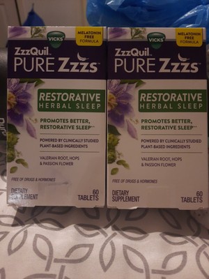 2Pack VICKS Zzzquil Pure Zzzs Restorative Herbal Sleep, Melatonin Free Exp:12/23