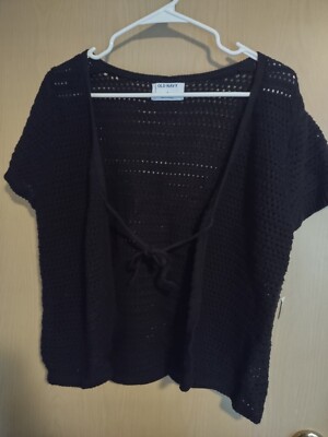 Cute Old Navy NWT short sleeve M women's black crochet top.