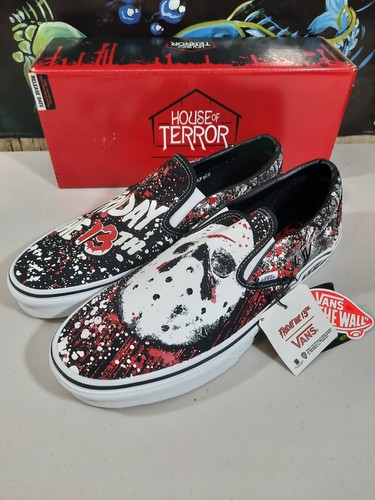 Pre-owned Vans X Friday The 13th Jason Voorhees Classic Slip On-glow In The Dark Sz 13
