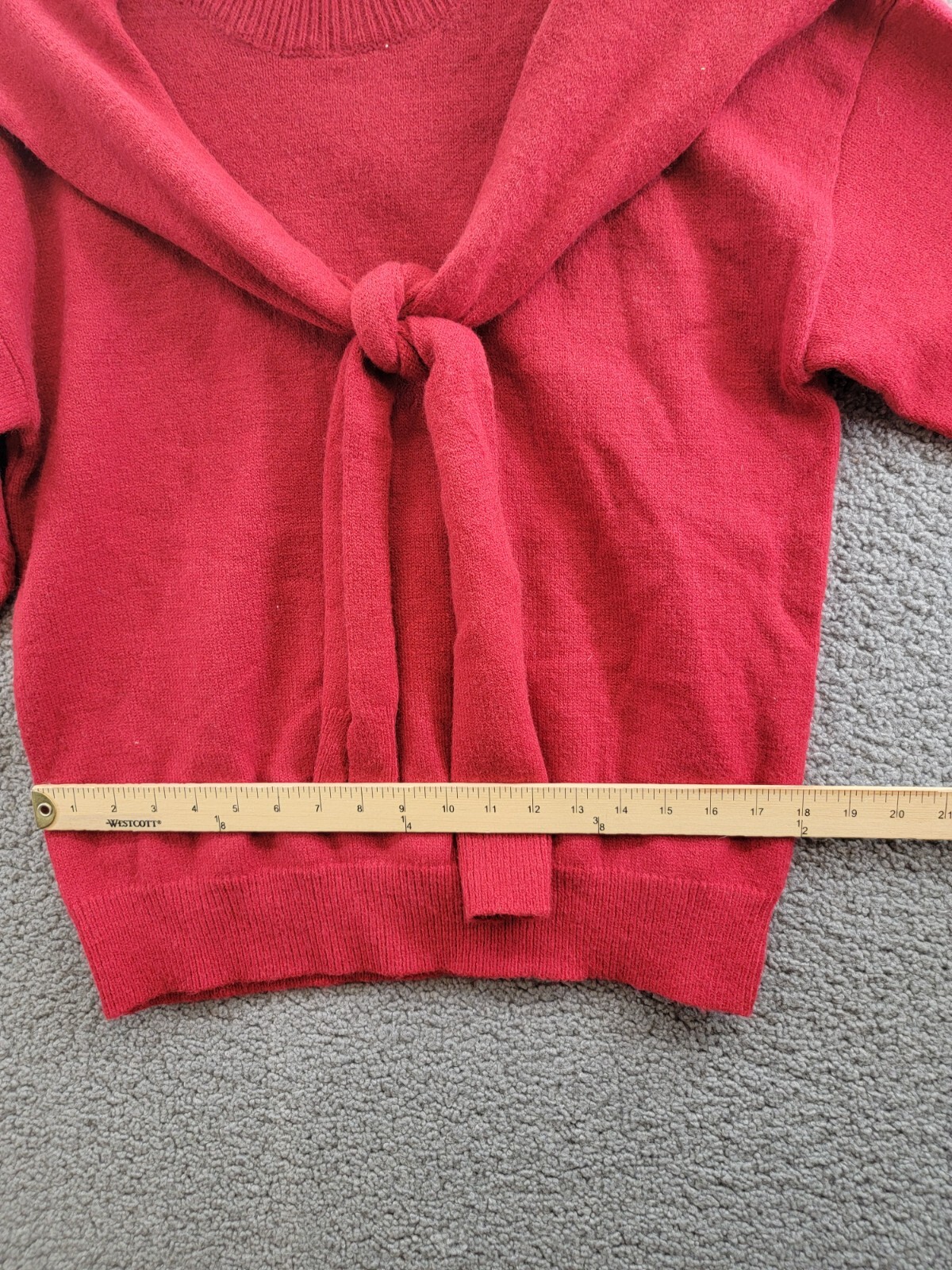 Line & Dot Double Layer Sweater Women's S Red Round Neck Long Sleeve Pullover - Picture 6 of 20