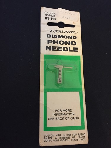 RS-110 Vintage Realistic Diamond Stereo  Phono Needle, Cat. No. 42-2828 NEW