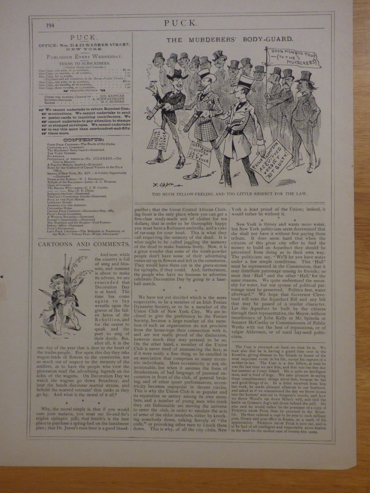 1883 Puck Magazine cover cartoon 